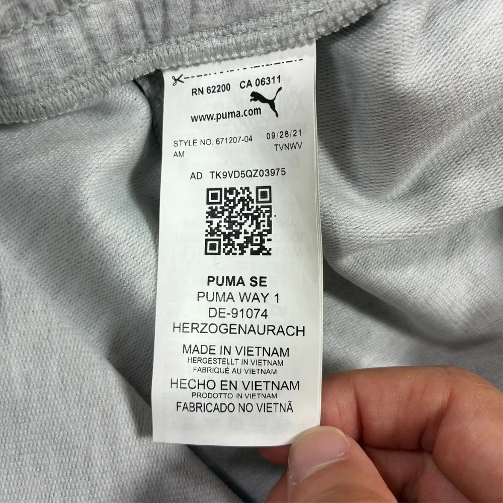 Puma Mens Jogger Sweatpants Size M Gray Fleece Drawstring Logo Athletic
